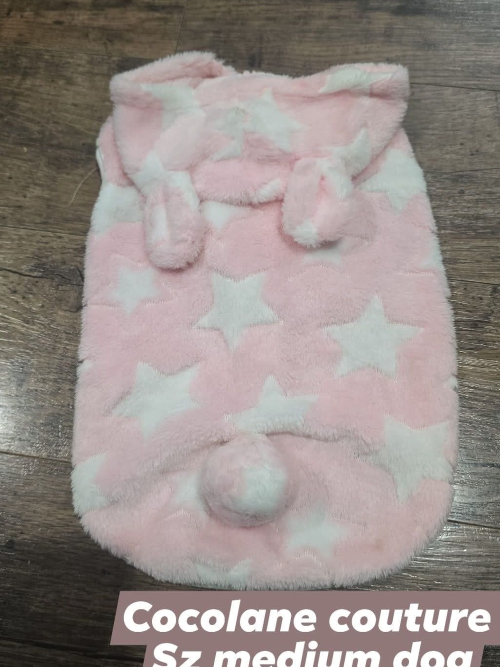 Cocolane Couture Pink Star Fleece Dog Hoodie Sz Medium